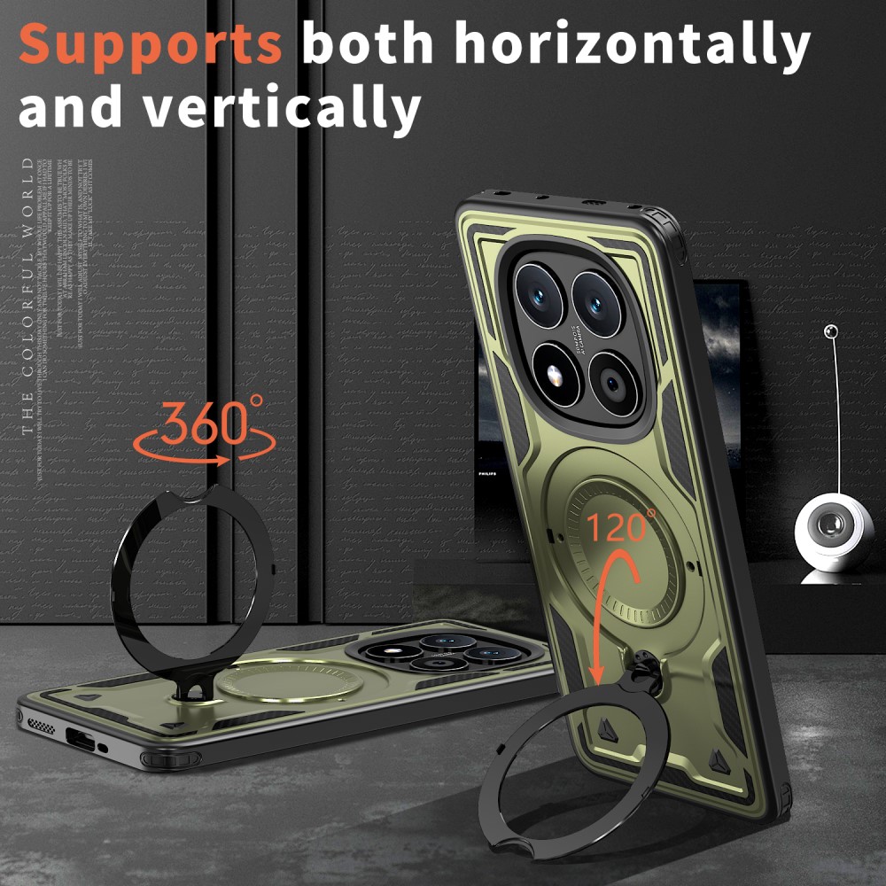  Xiaomi Redmi Note 14 Pro 5G Skal MagSafe Kickstand Hybrid Grön