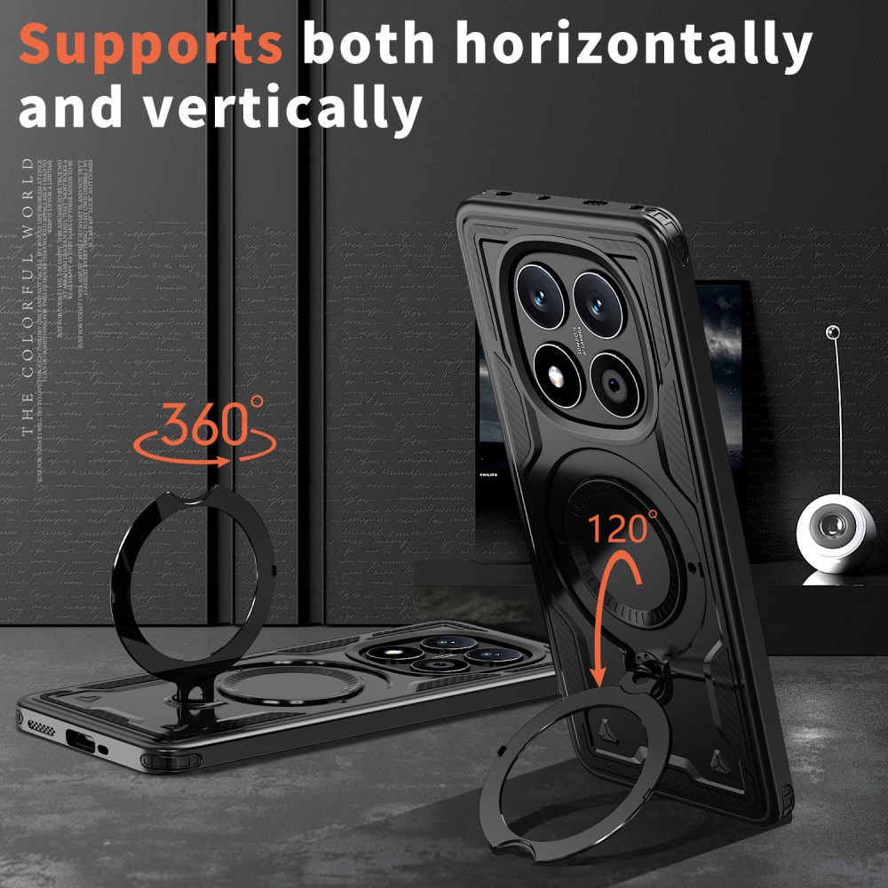 Xiaomi Redmi Note 14 Pro 5G Skal MagSafe Kickstand Hybrid Svart