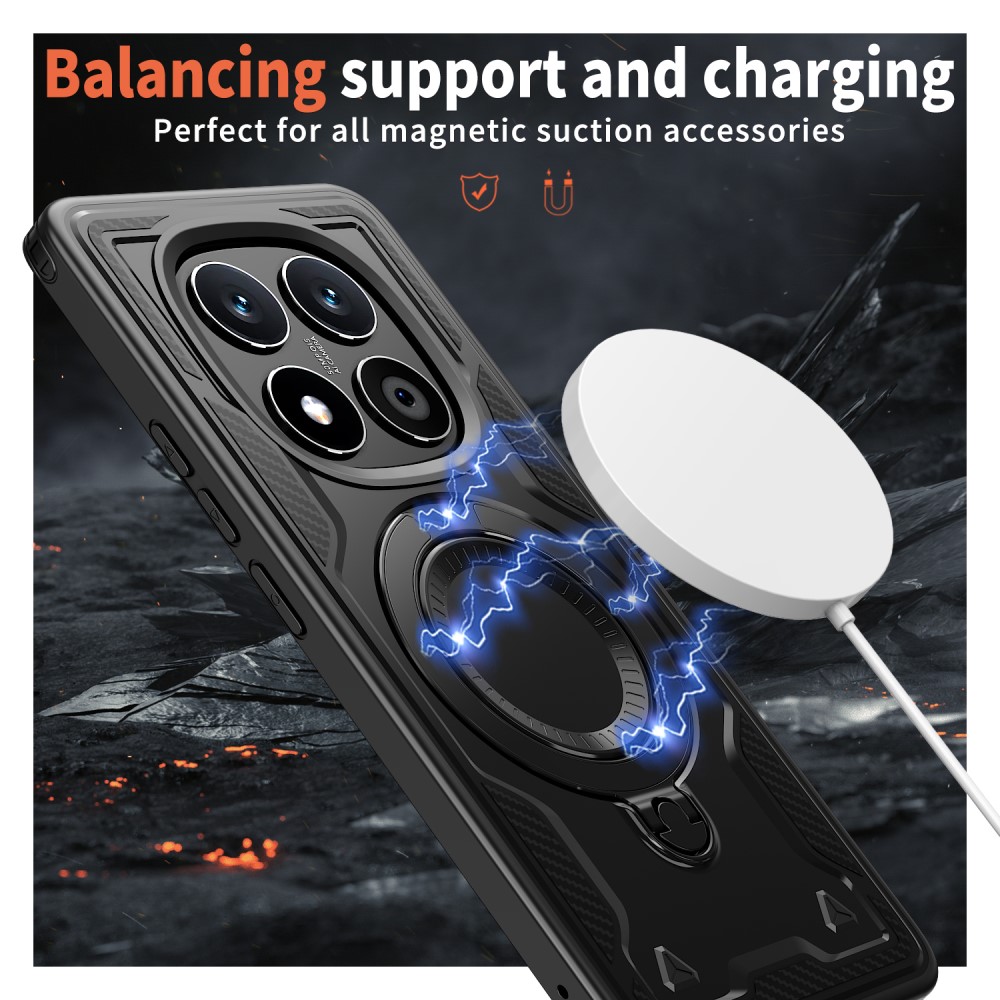  Xiaomi Redmi Note 14 Pro 5G Skal MagSafe Kickstand Hybrid Svart