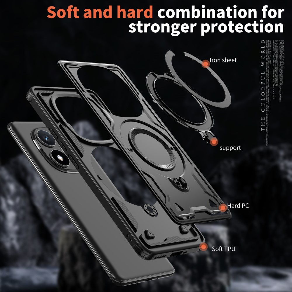  Xiaomi Redmi Note 14 Pro 5G Skal MagSafe Kickstand Hybrid Svart