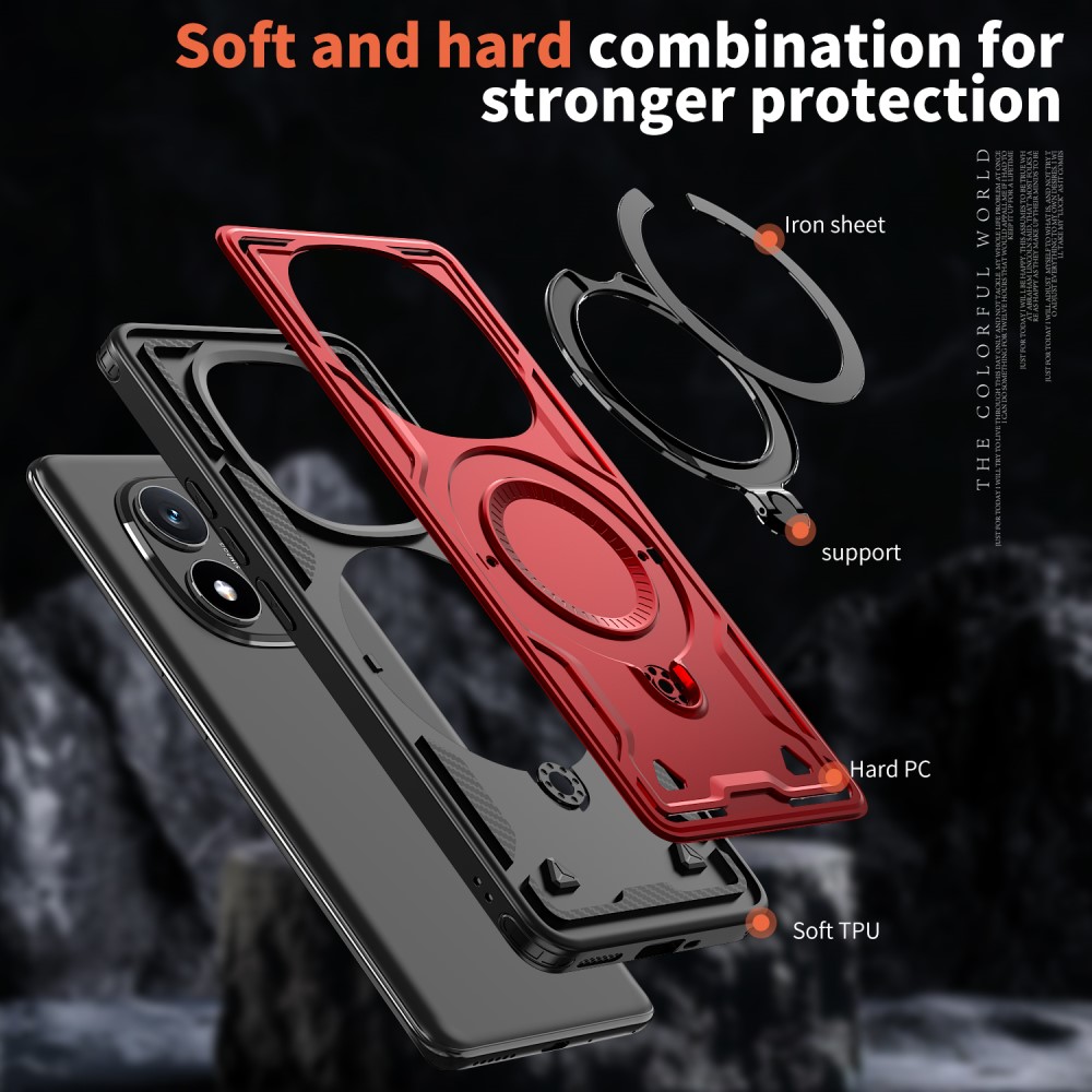  Xiaomi Redmi Note 14 Pro 5G Skal MagSafe Kickstand Hybrid Röd