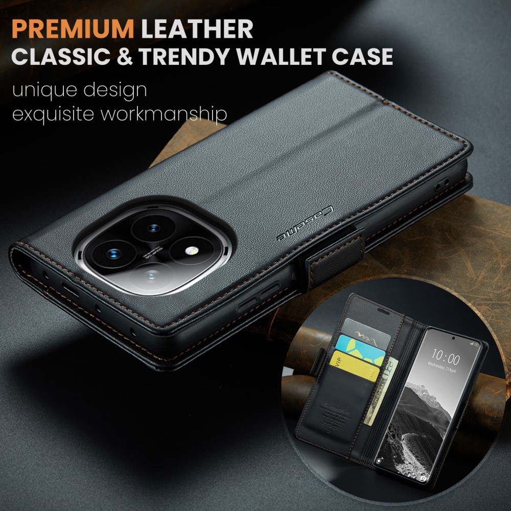 CASEME CASEME Redmi Note 14 Pro/Pro Plus 5G Fodral RFID Läder Svart