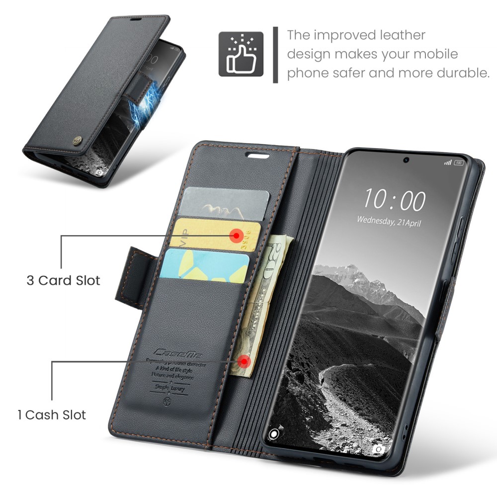 CASEME CASEME Redmi Note 14 Pro/Pro Plus 5G Fodral RFID Läder Svart