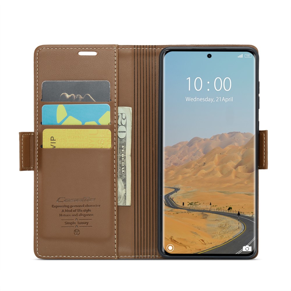 CASEME CASEME Redmi Note 14 Pro/Pro Plus 5G Fodral RFID Läder Brun