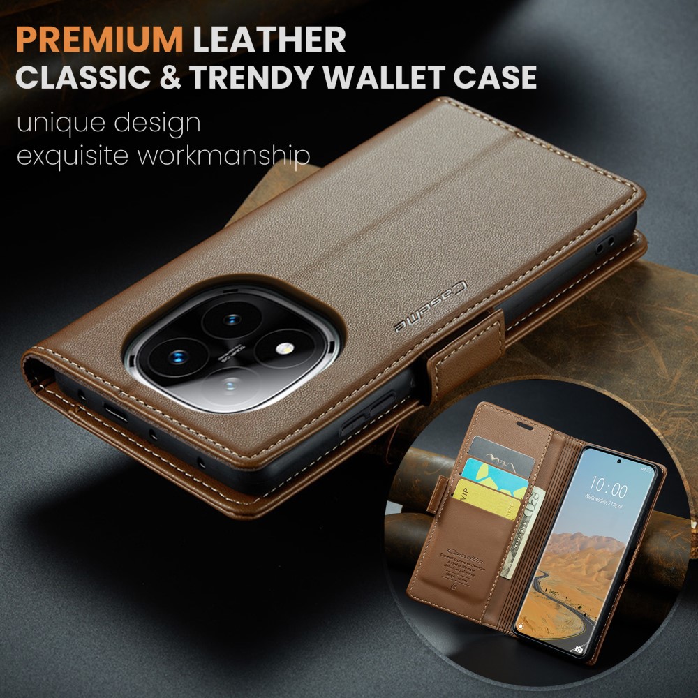 CASEME CASEME Redmi Note 14 Pro/Pro Plus 5G Fodral RFID Läder Brun