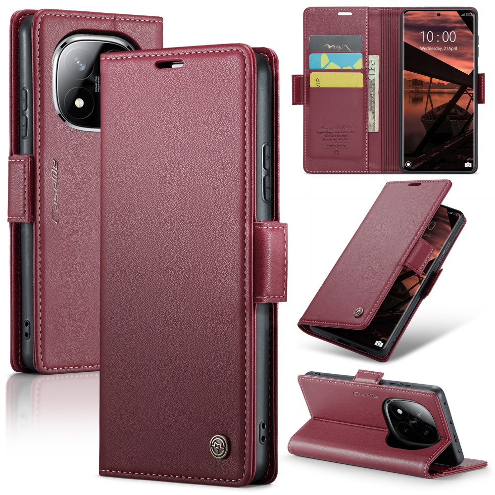 CASEME CASEME Redmi Note 14 Pro/Pro Plus 5G Fodral RFID Läder Röd