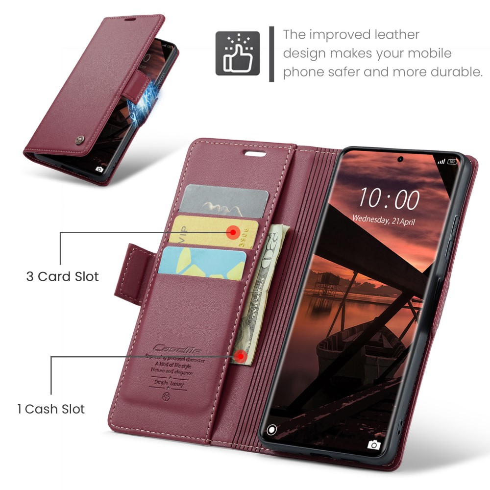 CASEME CASEME Redmi Note 14 Pro/Pro Plus 5G Fodral RFID Läder Röd