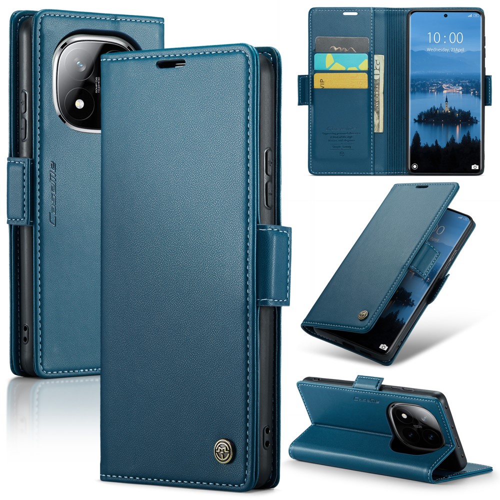 CASEME CASEME Redmi Note 14 Pro/Pro Plus 5G Fodral RFID Läder Blå