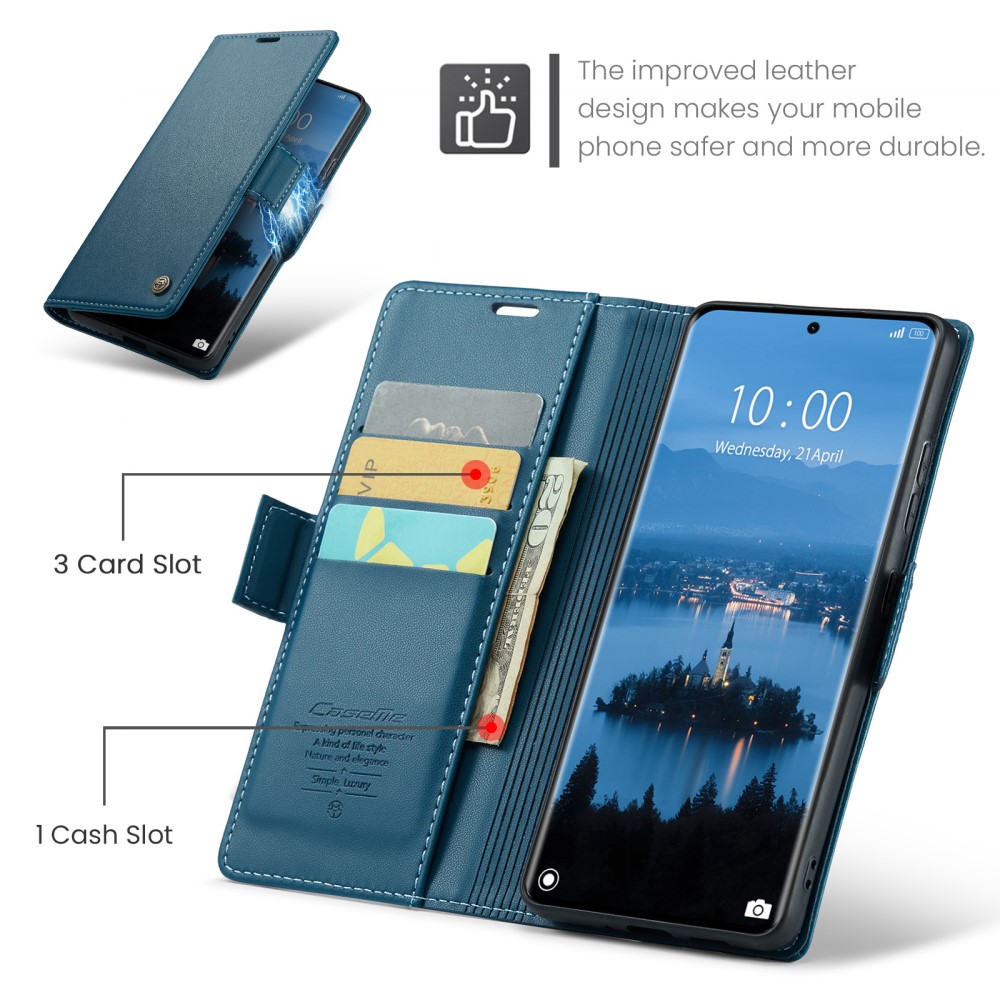 CASEME CASEME Redmi Note 14 Pro/Pro Plus 5G Fodral RFID Läder Blå