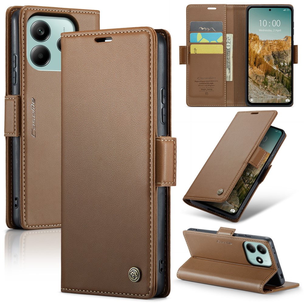 CASEME CASEME Xiaomi Redmi Note 14 5G Fodral RFID Läder Brun
