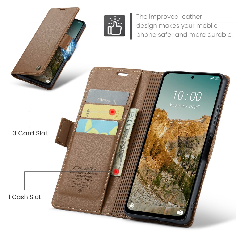 CASEME CASEME Xiaomi Redmi Note 14 5G Fodral RFID Läder Brun