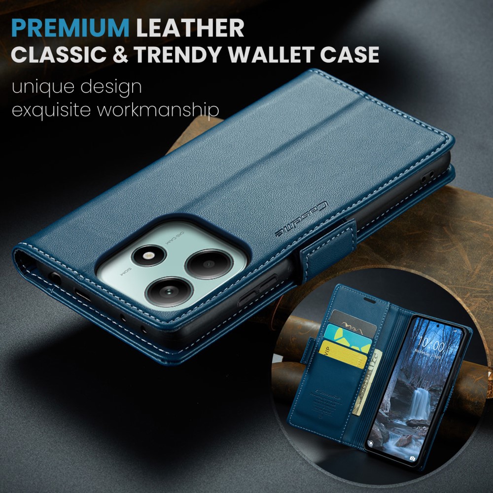 CASEME CASEME Xiaomi Redmi Note 14 5G Fodral RFID Läder Blå