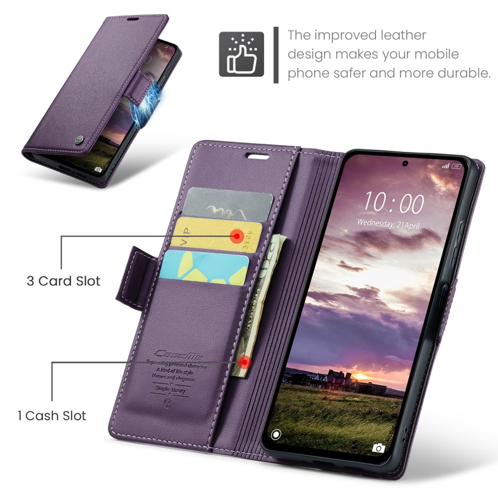 CASEME CASEME Xiaomi Redmi Note 14 5G Fodral RFID Läder Lila