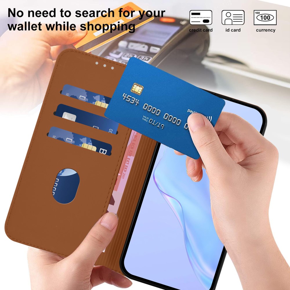  Xiaomi Redmi Note 14 Pro/Pro Plus 5G Fodral Läder Brun