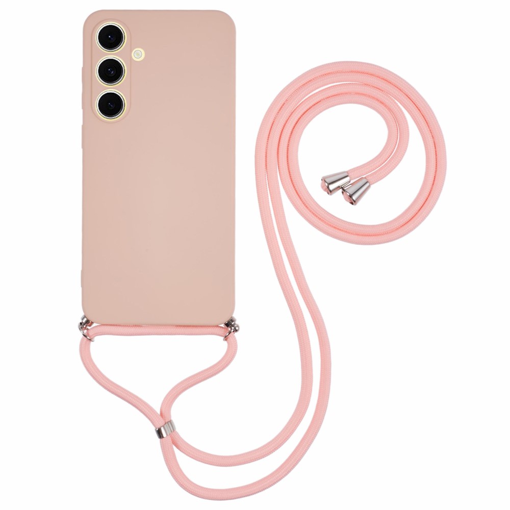  Samsung Galaxy S25 Skal TPU Med Mobilsnöre Rosa