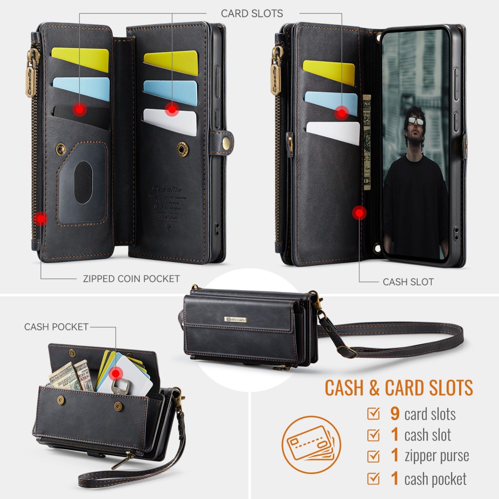 CASEME CASEME Galaxy S25 Fodral RFID Multifunktionell Läder Svart