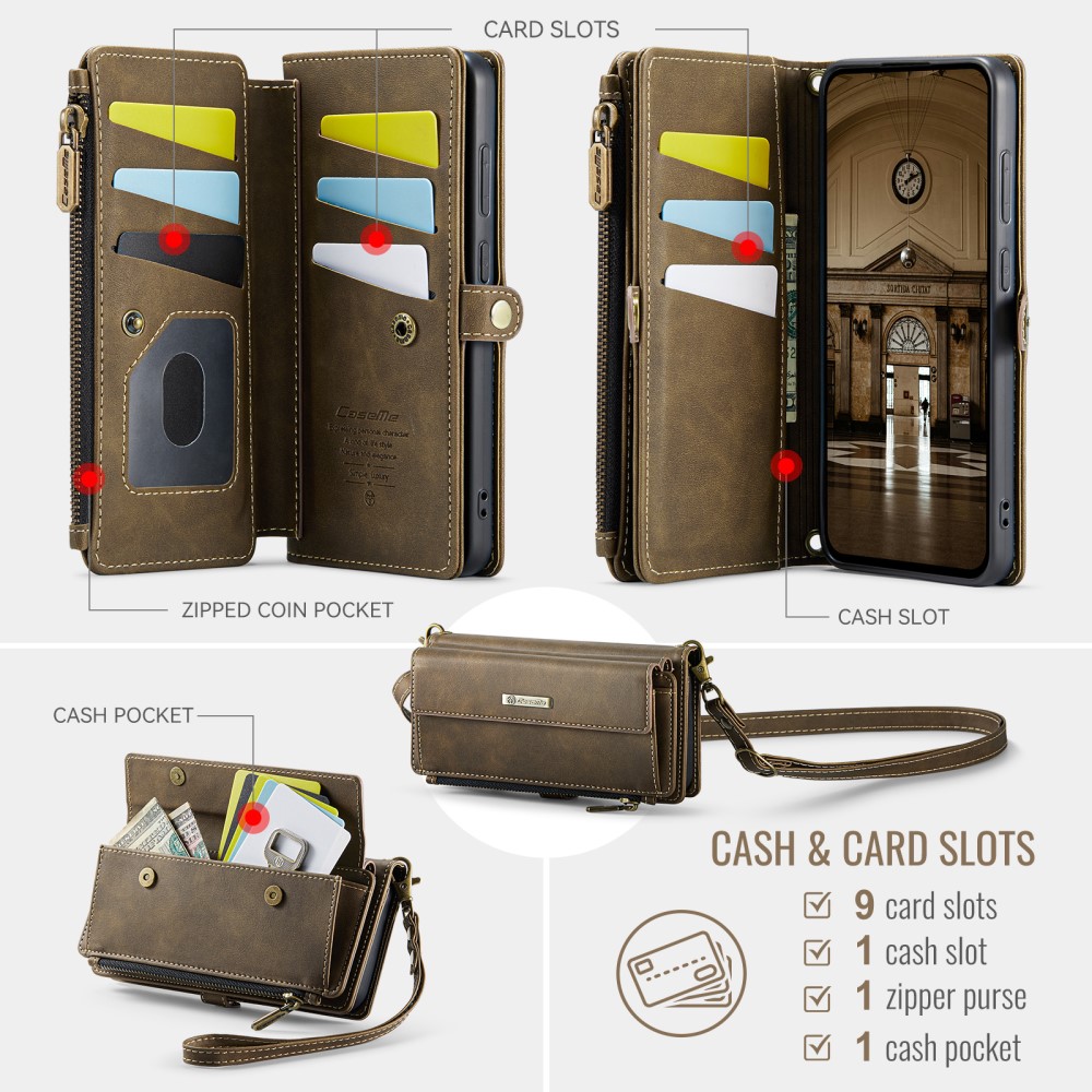 CASEME CASEME Galaxy S25 Fodral RFID Multifunktionell Läder Brun