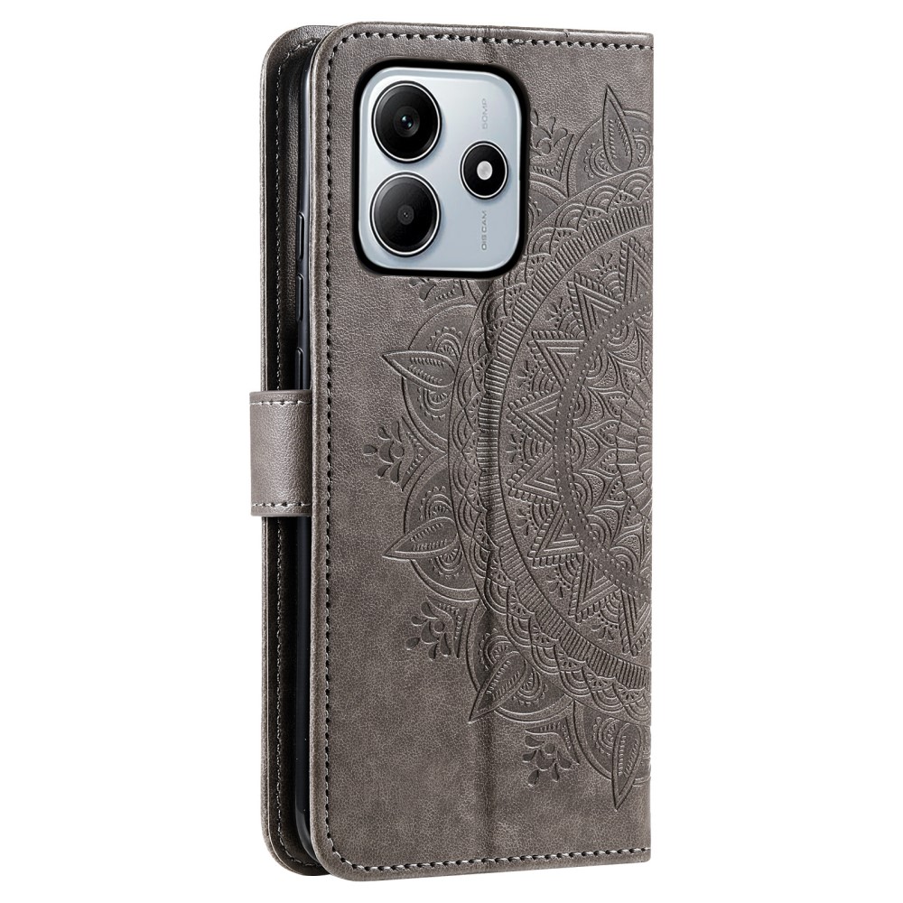  Xiaomi Redmi Note 14 5G Fodral Mandala Läder Grå