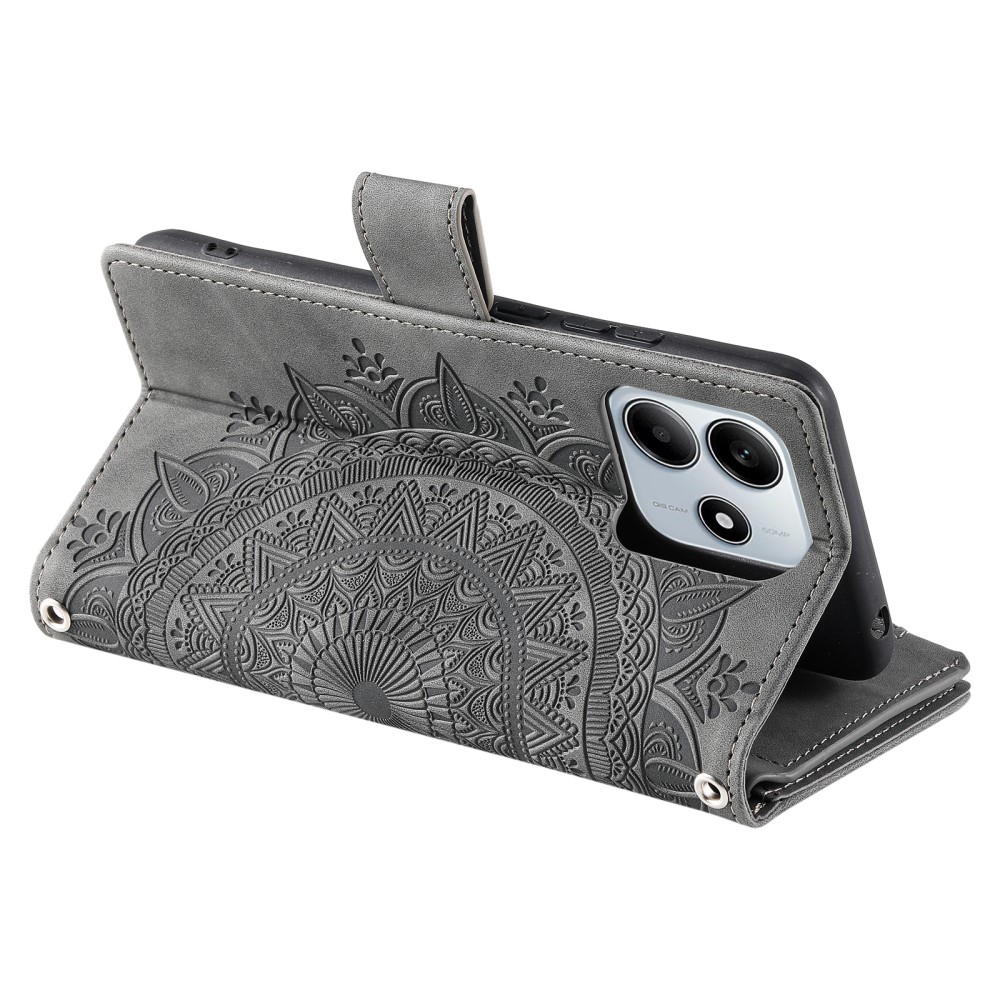  Xiaomi Redmi Note 14 5G Fodral Mandala Läder Grå
