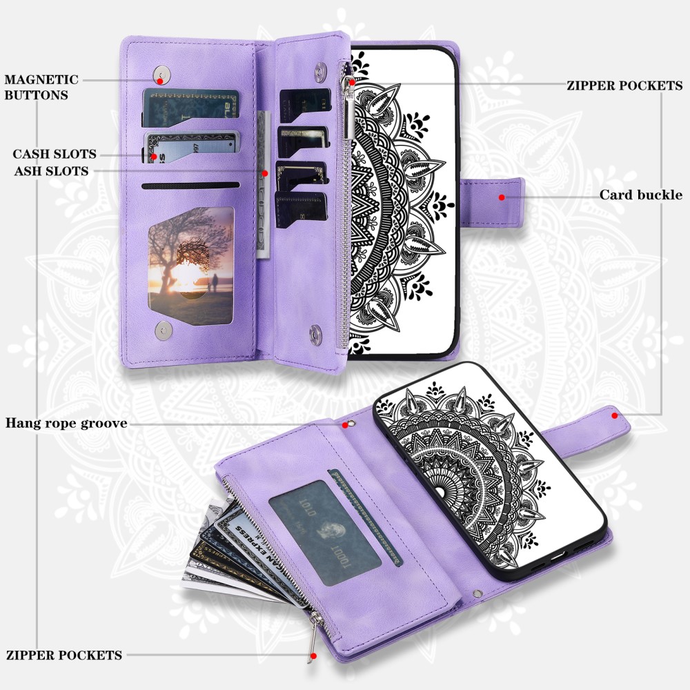  Xiaomi Redmi Note 14 5G Fodral Mandala Läder Lila