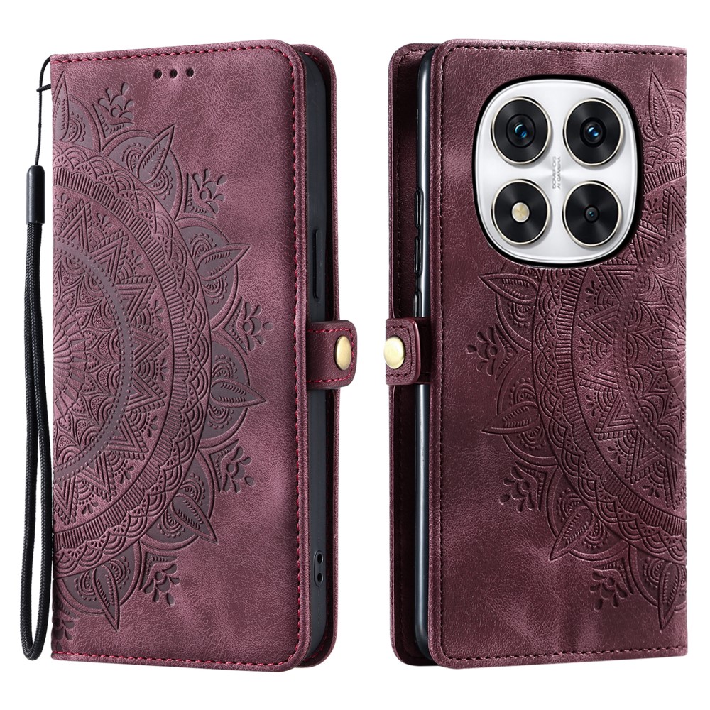  Xiaomi Redmi Note 14 Pro/Pro Plus 5G Fodral Mandala Vinröd