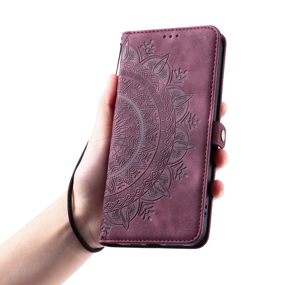  Xiaomi Redmi Note 14 Pro/Pro Plus 5G Fodral Mandala Vinröd