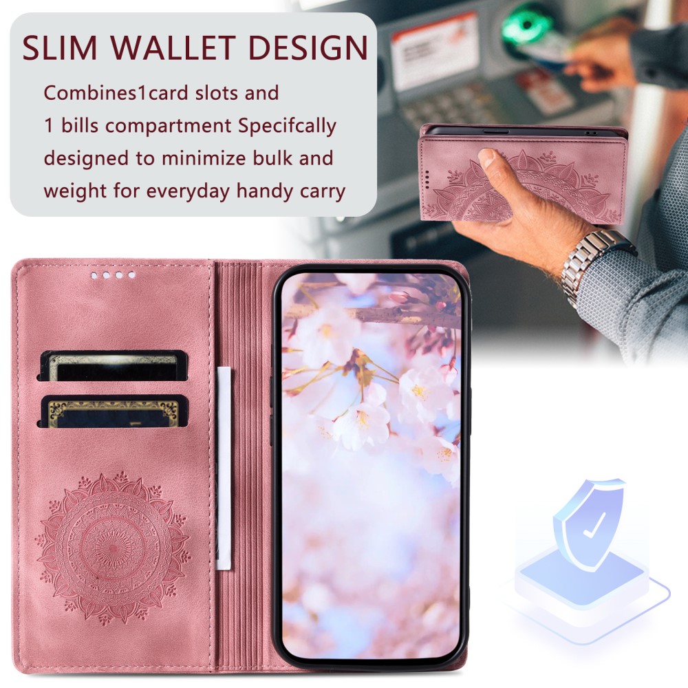  Xiaomi Redmi Note 14 4G Fodral Flip Mandala Läder Roséguld