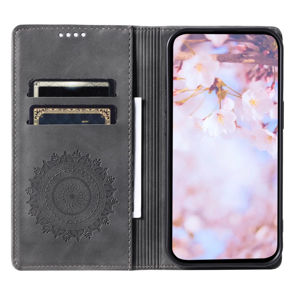  Xiaomi Redmi Note 14 4G Fodral Flip Mandala Läder Grå