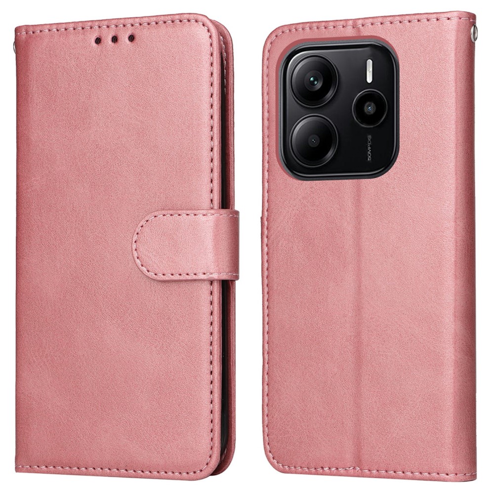  Xiaomi Redmi Note 14 4G Fodral Läder Folio Roséguld