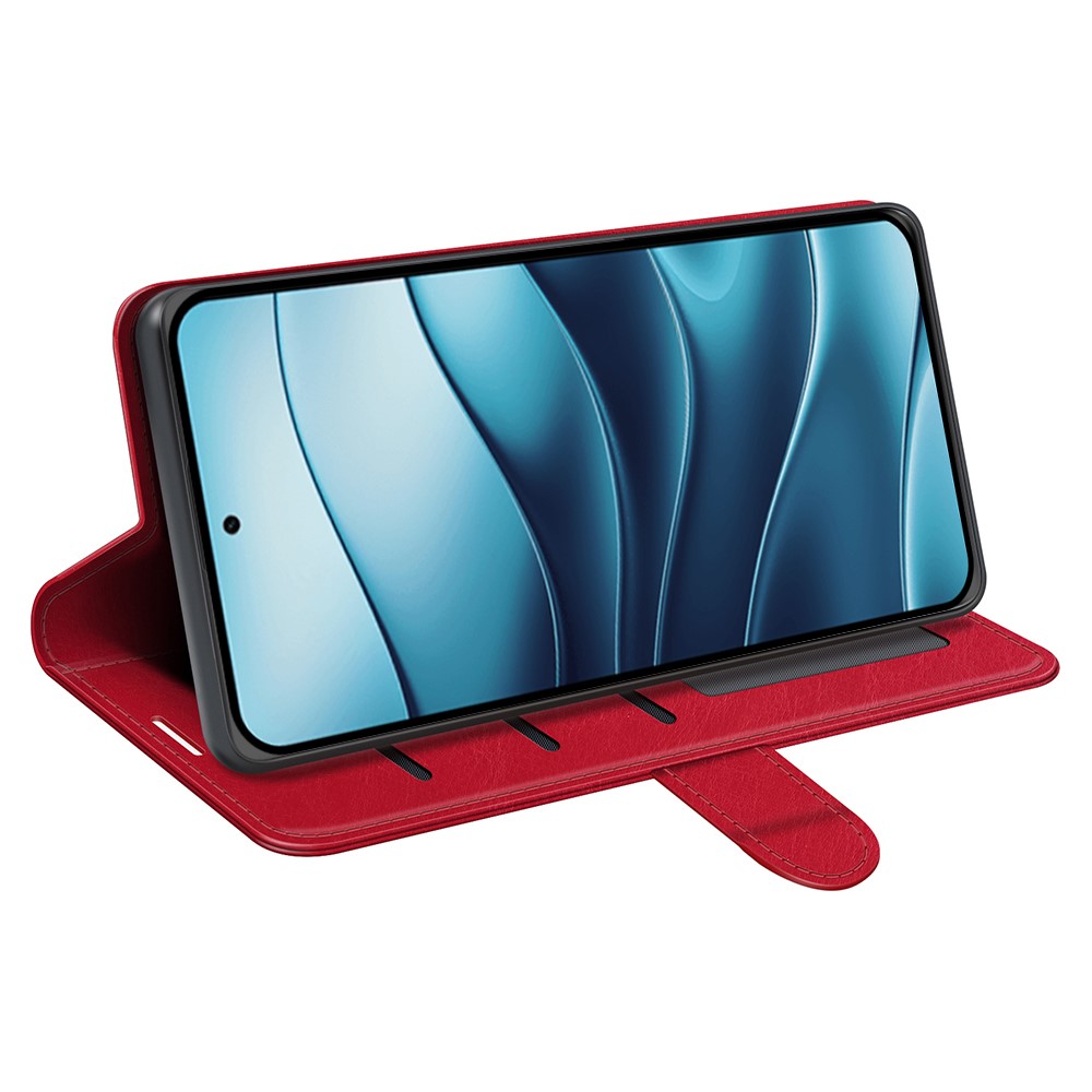  Xiaomi Redmi Note 14 4G Fodral Crazy Horse Läder Röd