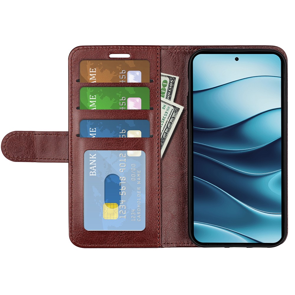 Xiaomi Redmi Note 14 4G Fodral Crazy Horse Läder Brun