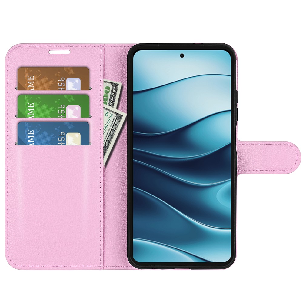  Xiaomi Redmi Note 14 4G Fodral Litchi Läder Ljus Rosa