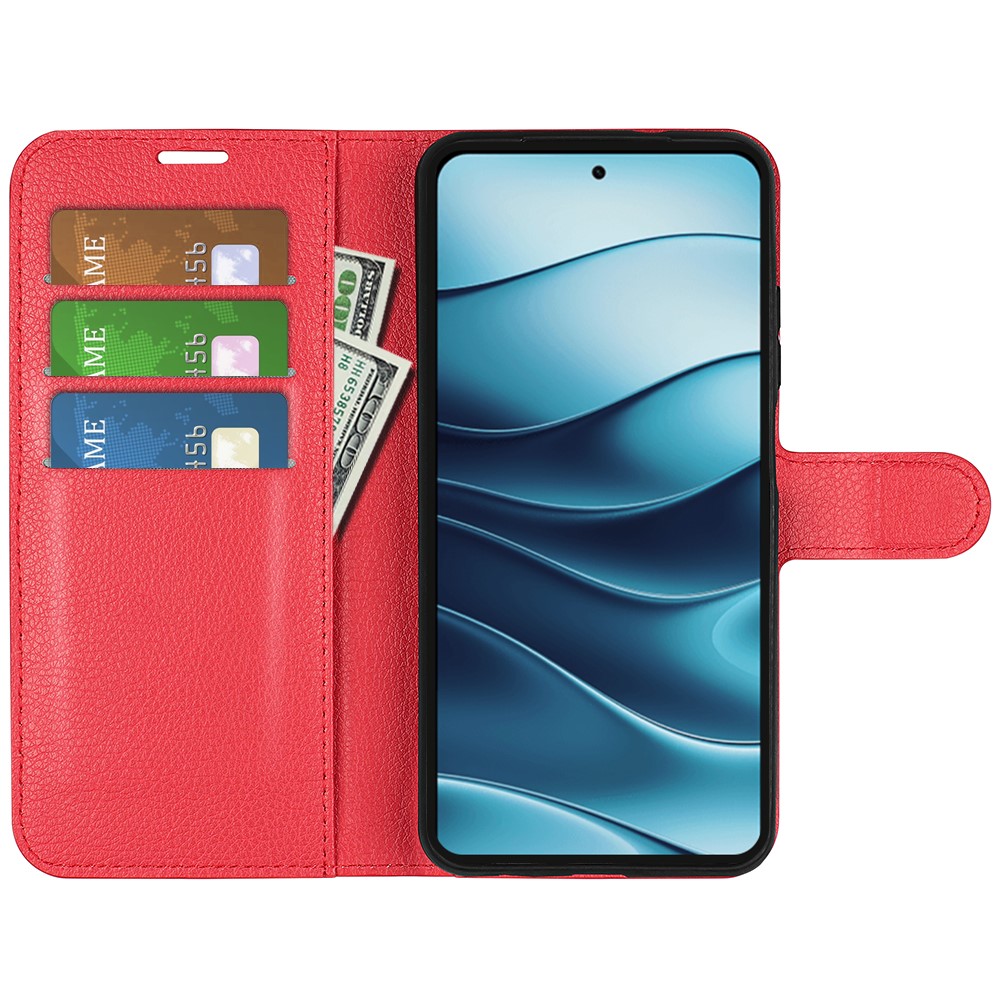  Xiaomi Redmi Note 14 4G Fodral Litchi Läder Röd