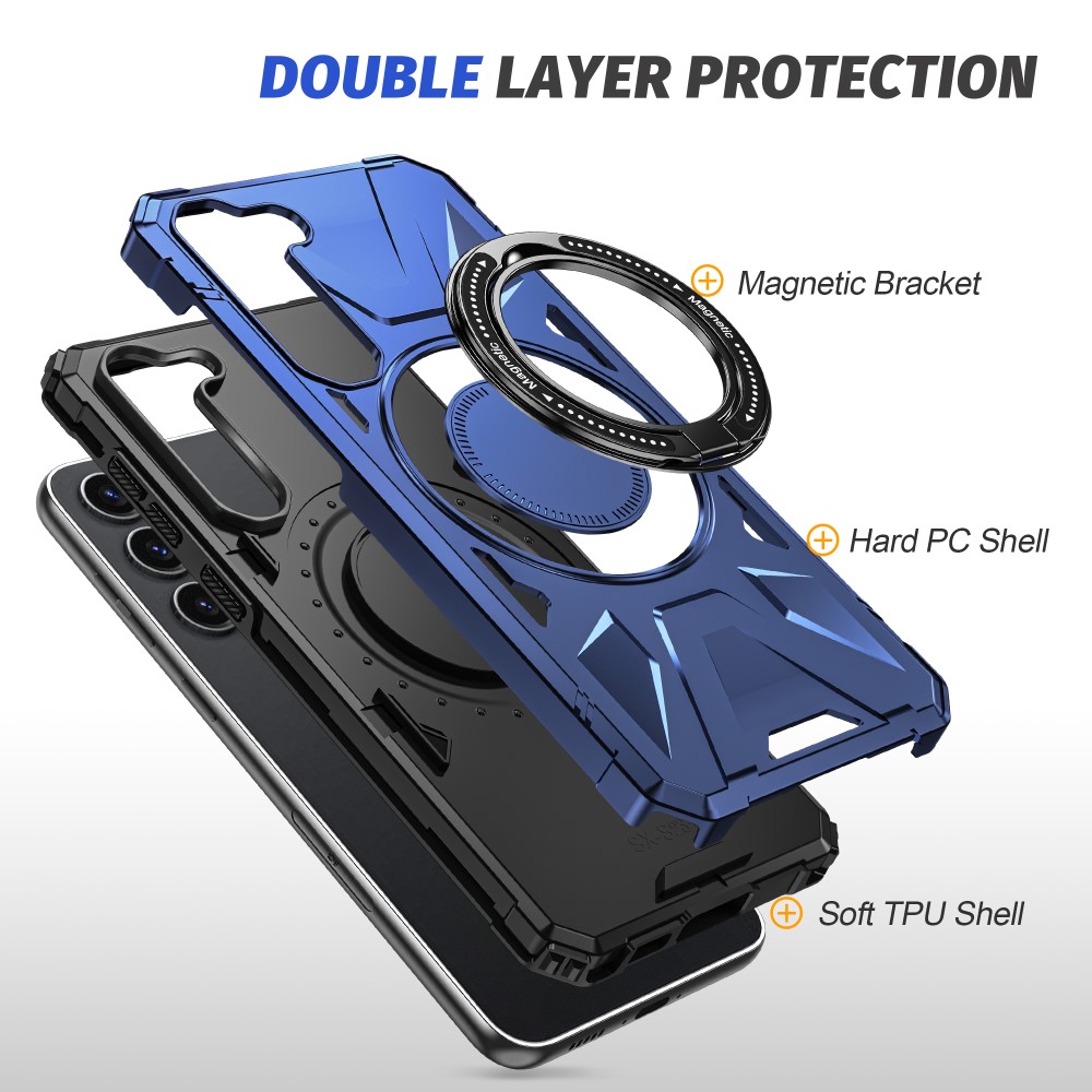  Samsung Galaxy S25/S24 Skal MagSafe Kickstand Hybrid Blå
