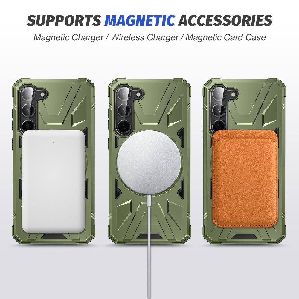  Samsung Galaxy S25/S24 Skal MagSafe Kickstand Hybrid Grön
