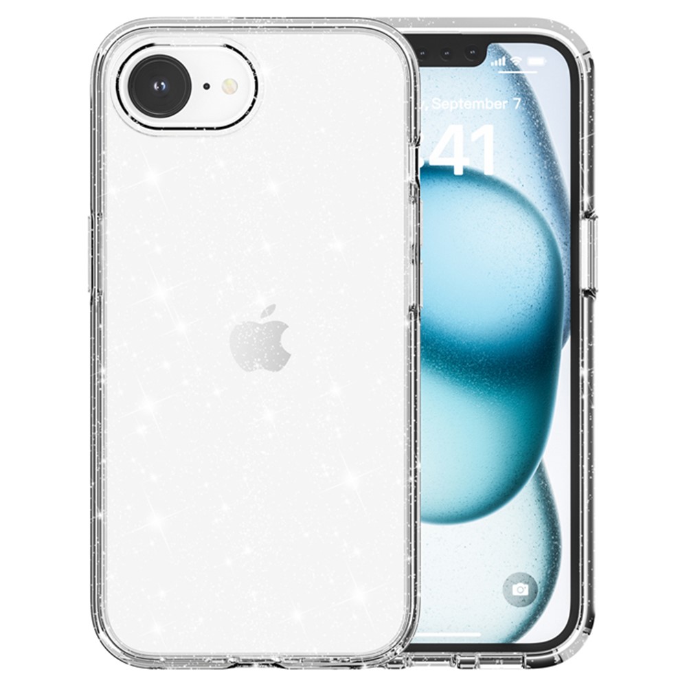  iPhone 17e / 16e Skal Glitter Shockproof Transparent