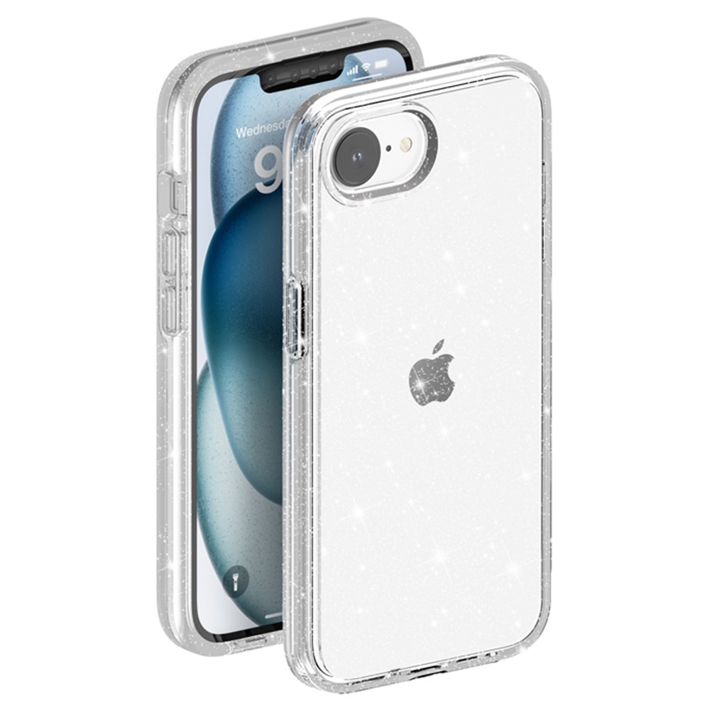  iPhone 17e / 16e Skal Glitter Shockproof Transparent