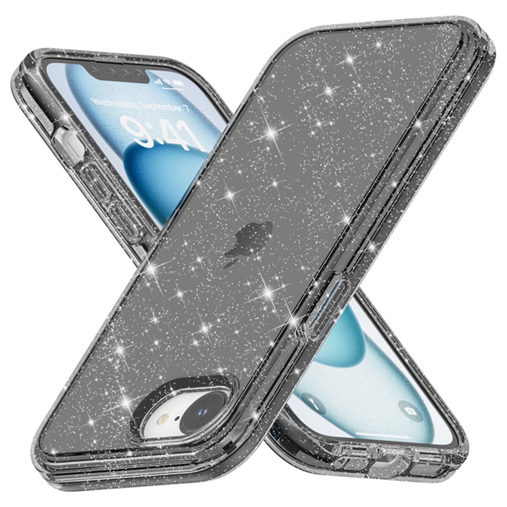  iPhone 17e / 16e Skal Glitter Shockproof Svart