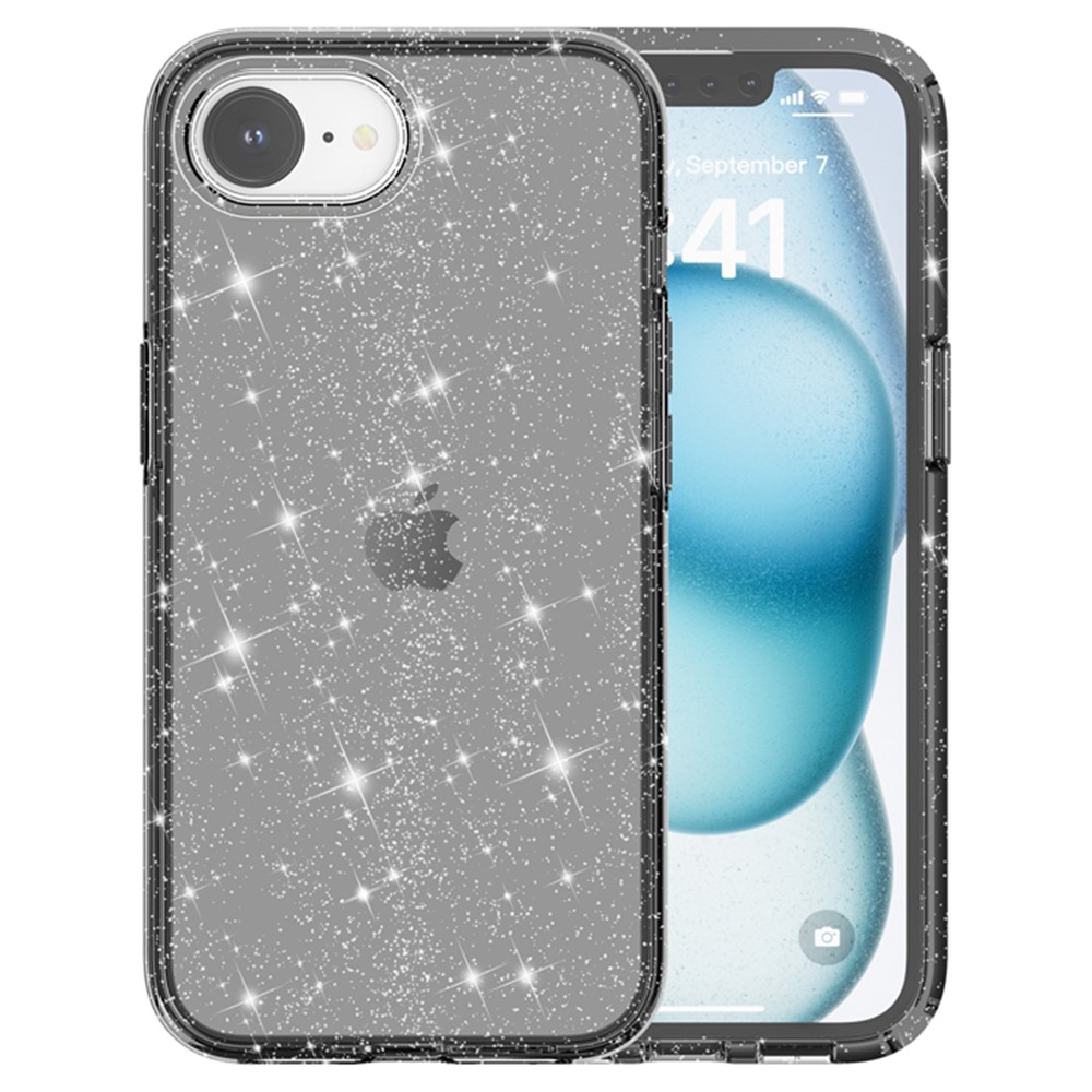  iPhone 17e / 16e Skal Glitter Shockproof Svart
