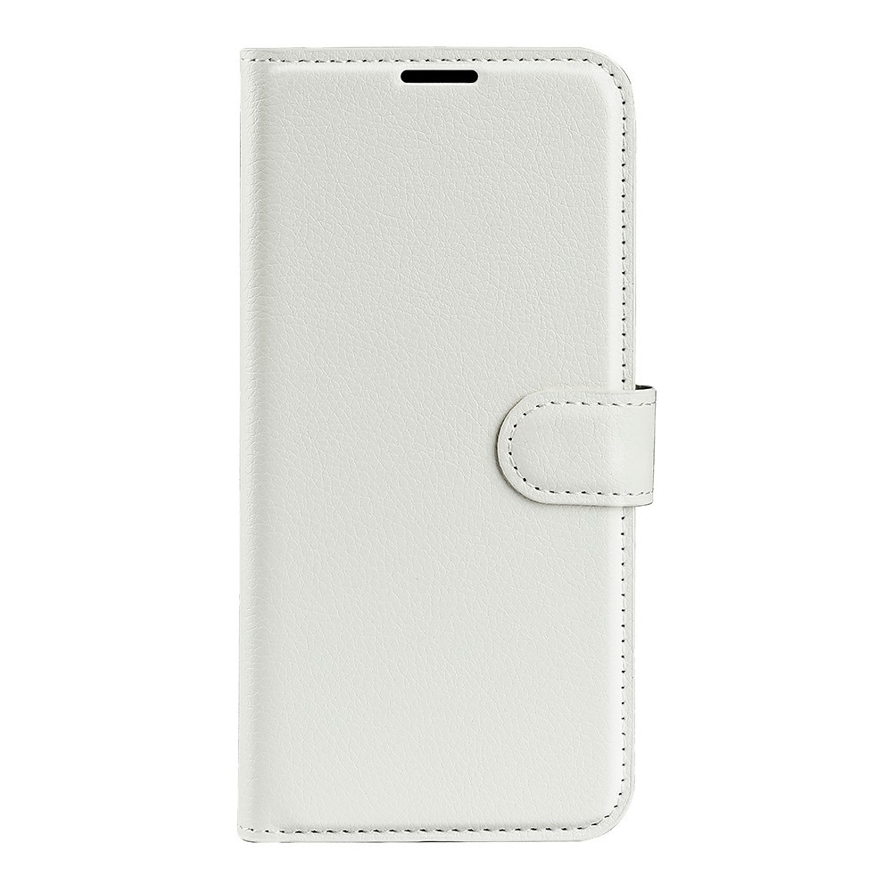  iPhone 17e / 16e Fodral Litchi Läder Vit