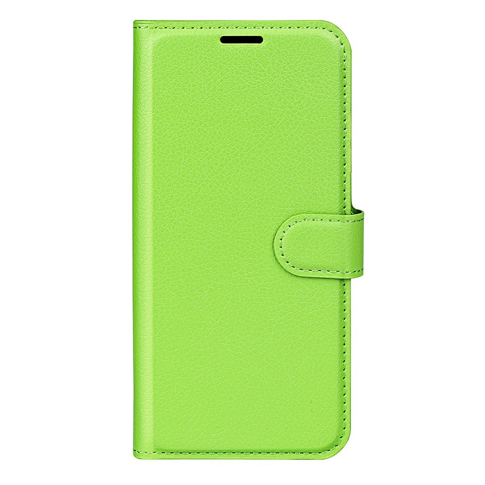  iPhone 17e / 16e Fodral Litchi Läder Grön