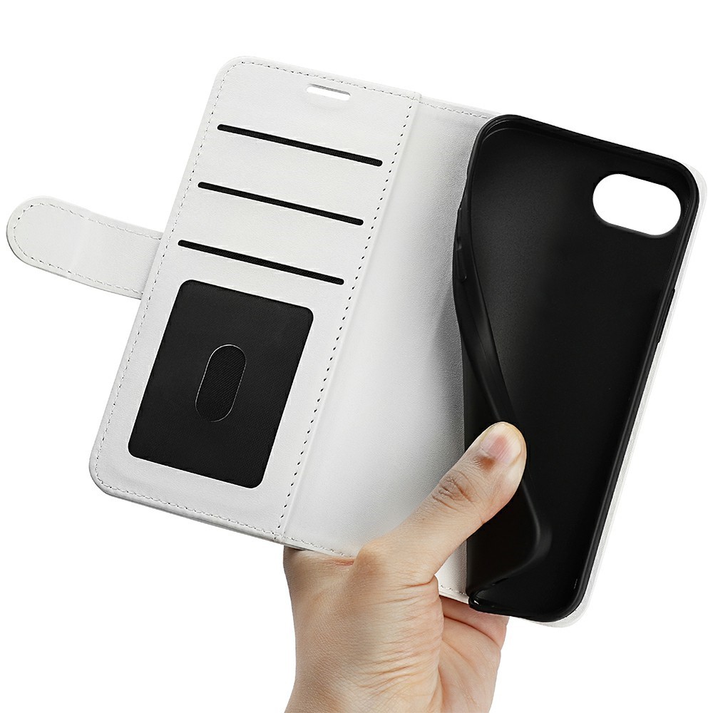  iPhone 17e / 16e Fodral Crazy Horse Läder Vit