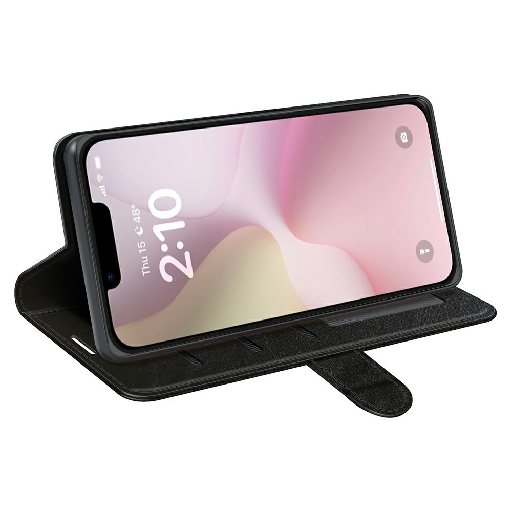  iPhone 17e / 16e Fodral Crazy Horse Läder Svart