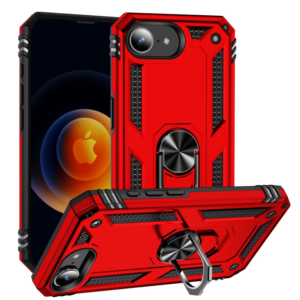 iPhone 17e / 16e Skal Shockproof Hybrid Ring Röd