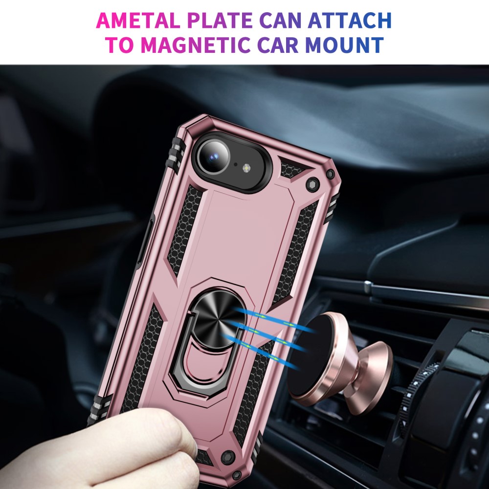  iPhone 17e / 16e Skal Shockproof Hybrid Ring Roséguld