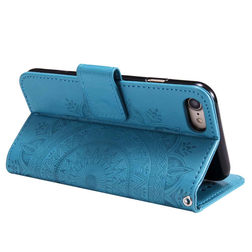 iPhone 17e / 16e Fodral Mandala Läder Blå