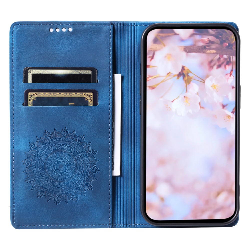  iPhone 17e / 16e Fodral Flip Mandala Läder Blå