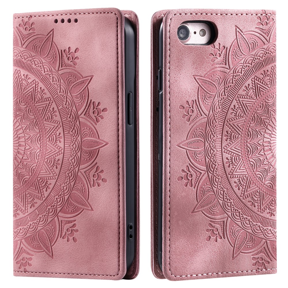  iPhone 17e / 16e Fodral Flip Mandala Läder Roséguld