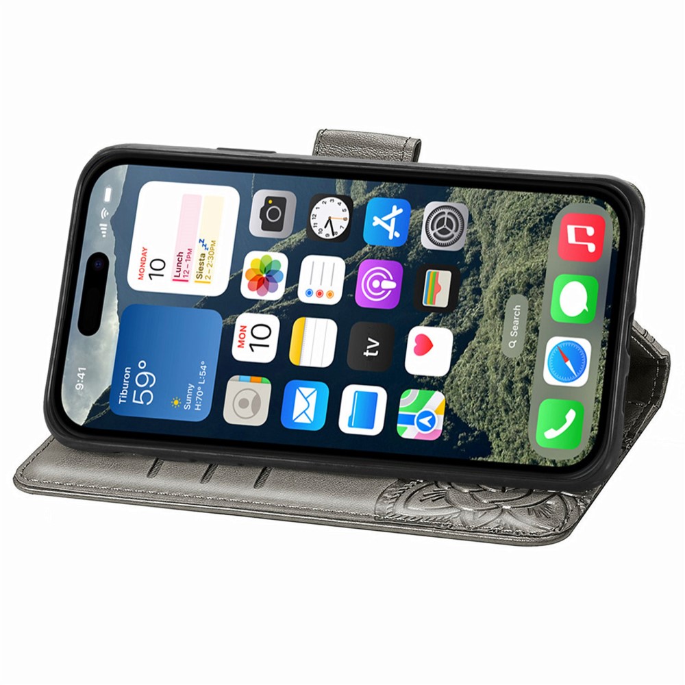  iPhone 17e / 16e Fodral Med Fjäril Tryck Grå