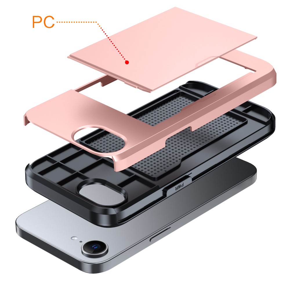  iPhone 17e / 16e Skal Hybrid Med Kortfack Guld